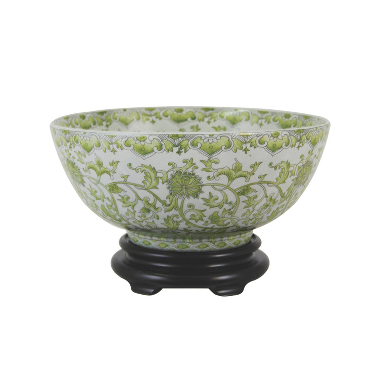 Green Porcelain Bowl with Stand