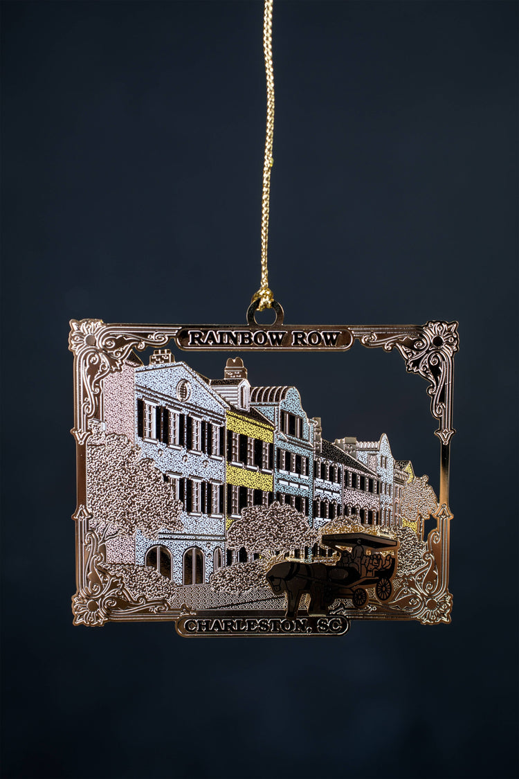 Rainbow Row Brass Ornament