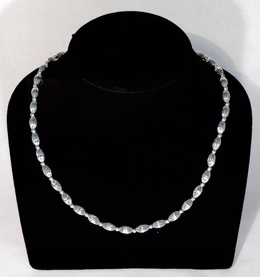 Rice Bead Necklace Silver Plated
